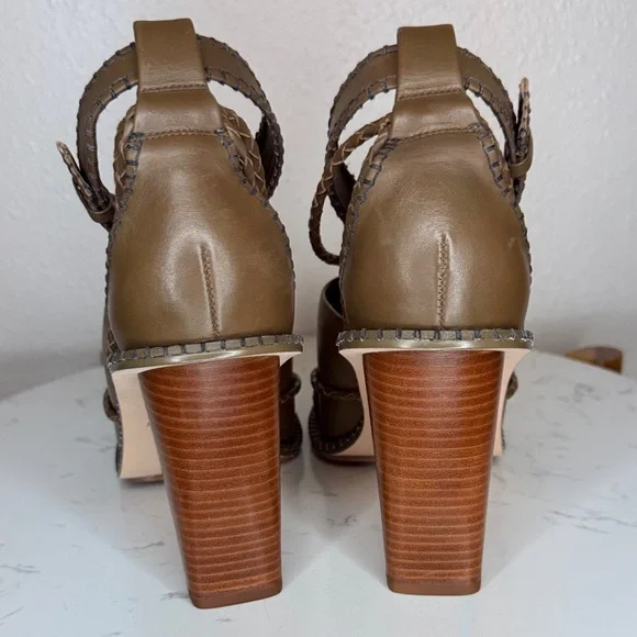 Ulla Johnson Leather Sandals Whipstitch Trim Multi Strap Ankle‎ - 40 / 9.5-10 - Picture 15 of 16